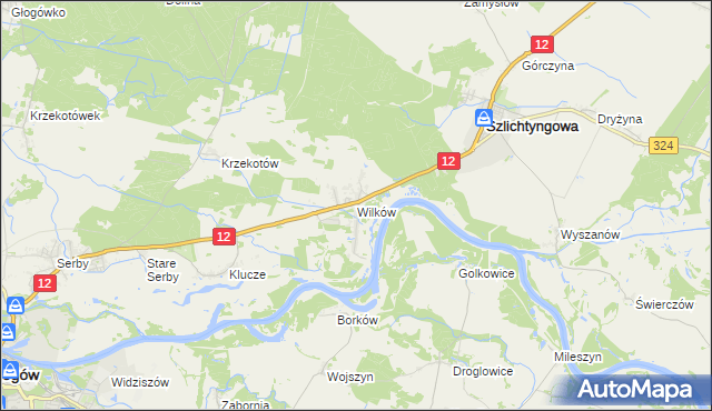 mapa Wilków gmina Głogów, Wilków gmina Głogów na mapie Targeo