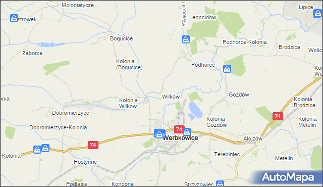mapa Wilków gmina Werbkowice, Wilków gmina Werbkowice na mapie Targeo