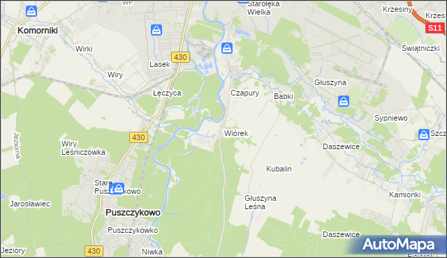 mapa Wiórek, Wiórek na mapie Targeo