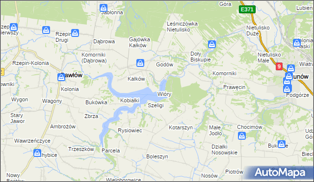 mapa Wióry, Wióry na mapie Targeo