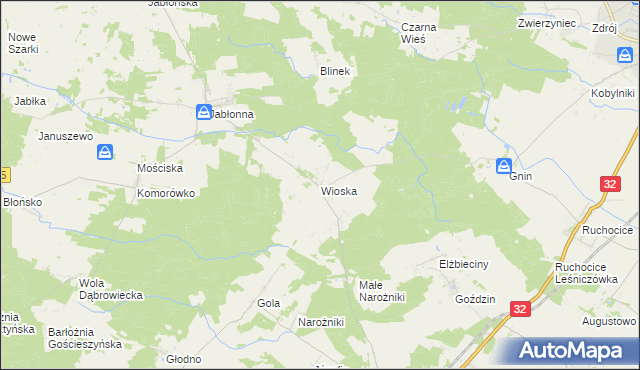 mapa Wioska gmina Rakoniewice, Wioska gmina Rakoniewice na mapie Targeo