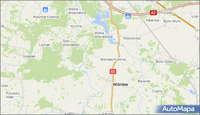 mapa Wiśniew-Kolonia, Wiśniew-Kolonia na mapie Targeo