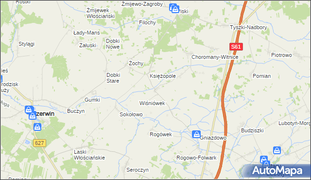 mapa Wiśniewo gmina Czerwin, Wiśniewo gmina Czerwin na mapie Targeo