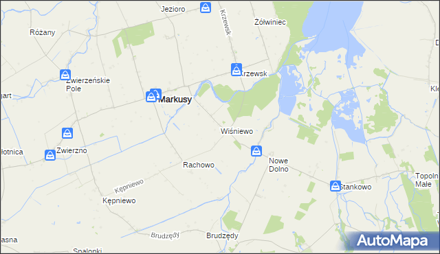 mapa Wiśniewo gmina Markusy, Wiśniewo gmina Markusy na mapie Targeo