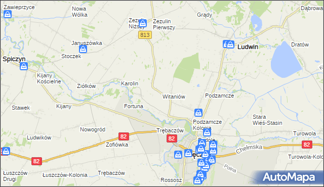 mapa Witaniów, Witaniów na mapie Targeo