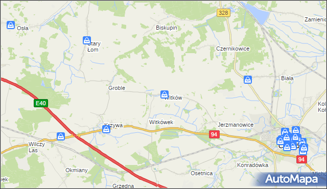 mapa Witków gmina Chojnów, Witków gmina Chojnów na mapie Targeo
