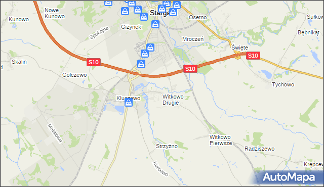 mapa Witkowo Drugie, Witkowo Drugie na mapie Targeo