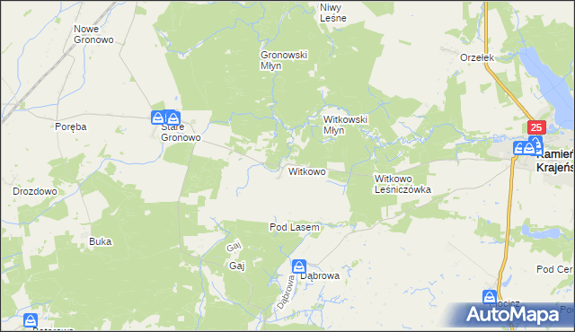 mapa Witkowo gmina Kamień Krajeński, Witkowo gmina Kamień Krajeński na mapie Targeo