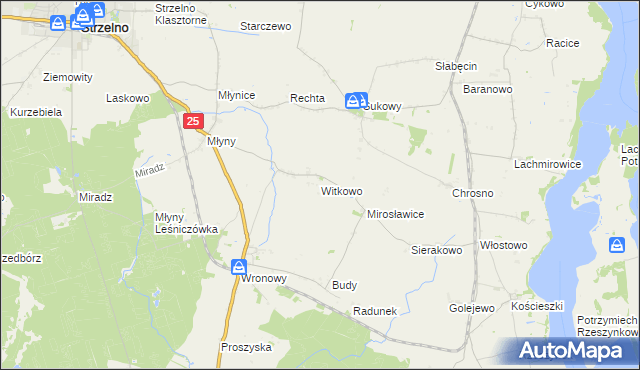 mapa Witkowo gmina Strzelno, Witkowo gmina Strzelno na mapie Targeo