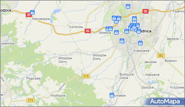 mapa Witoszów Dolny, Witoszów Dolny na mapie Targeo