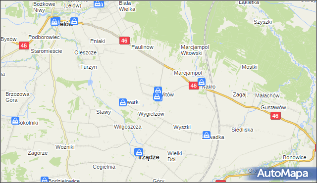 mapa Witów gmina Irządze, Witów gmina Irządze na mapie Targeo