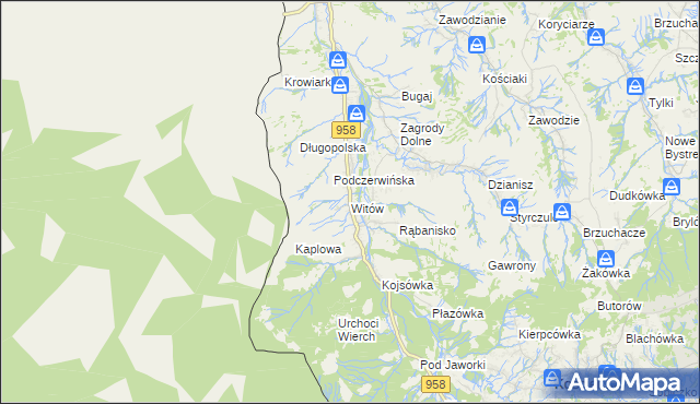 mapa Witów gmina Kościelisko, Witów gmina Kościelisko na mapie Targeo