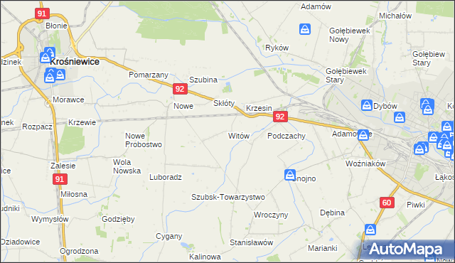 mapa Witów gmina Krośniewice, Witów gmina Krośniewice na mapie Targeo