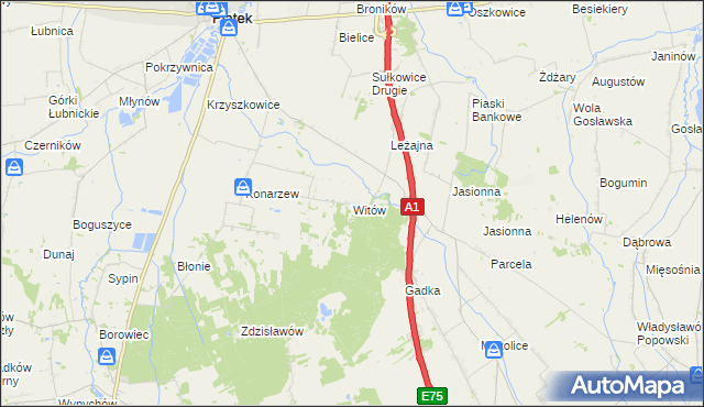 mapa Witów gmina Piątek, Witów gmina Piątek na mapie Targeo
