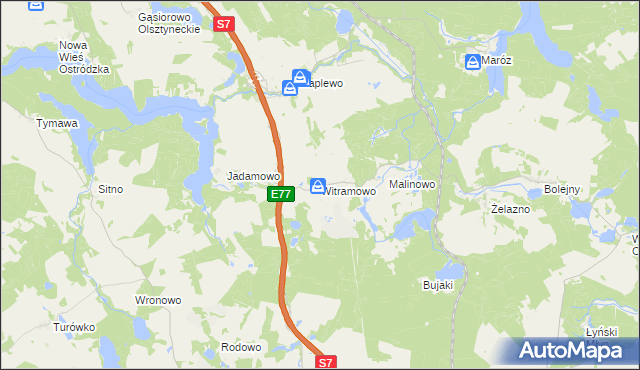 mapa Witramowo, Witramowo na mapie Targeo