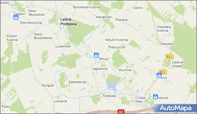 mapa Witulin, Witulin na mapie Targeo