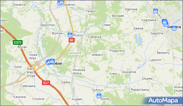 mapa Władzin, Władzin na mapie Targeo