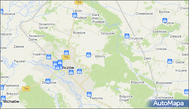 mapa Włochy gmina Pińczów, Włochy gmina Pińczów na mapie Targeo