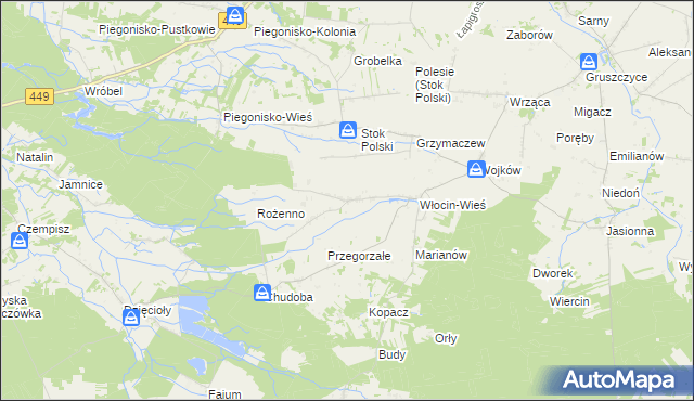 mapa Włocin-Kolonia, Włocin-Kolonia na mapie Targeo
