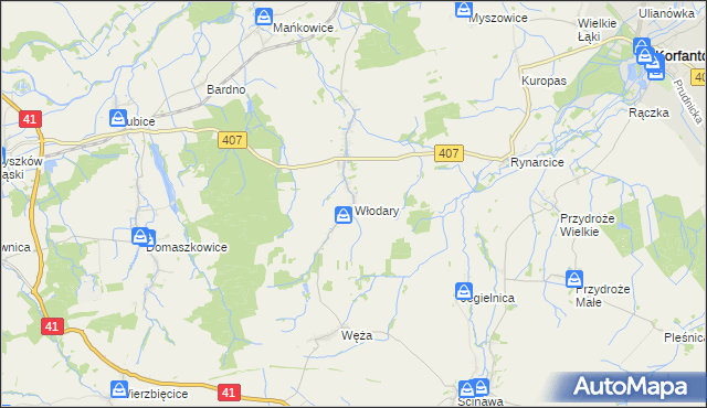 mapa Włodary, Włodary na mapie Targeo