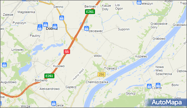 mapa Włóki gmina Dobrcz, Włóki gmina Dobrcz na mapie Targeo