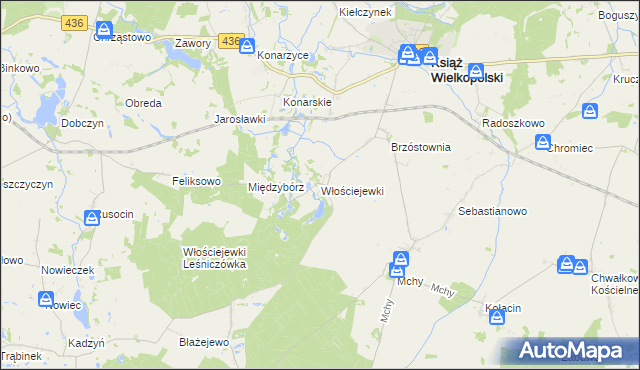 mapa Włościejewki, Włościejewki na mapie Targeo