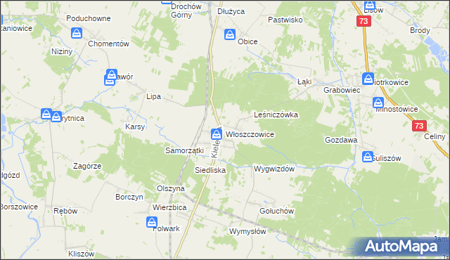 mapa Włoszczowice, Włoszczowice na mapie Targeo