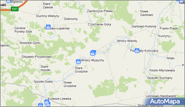 mapa Wnory-Kużele, Wnory-Kużele na mapie Targeo