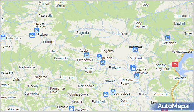 mapa Wojakowa, Wojakowa na mapie Targeo