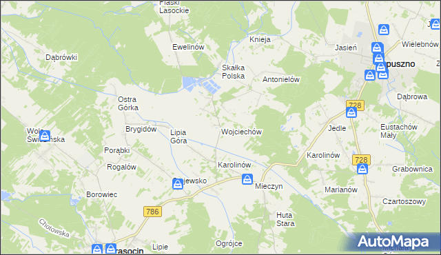 mapa Wojciechów gmina Krasocin, Wojciechów gmina Krasocin na mapie Targeo