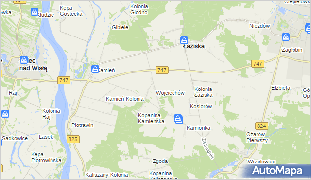 mapa Wojciechów gmina Łaziska, Wojciechów gmina Łaziska na mapie Targeo