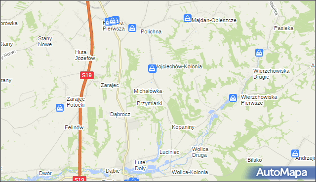 mapa Wojciechów gmina Szastarka, Wojciechów gmina Szastarka na mapie Targeo