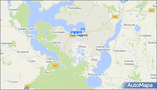mapa Wojdy, Wojdy na mapie Targeo