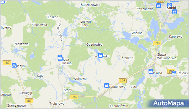 mapa Wojnówko gmina Murowana Goślina, Wojnówko gmina Murowana Goślina na mapie Targeo