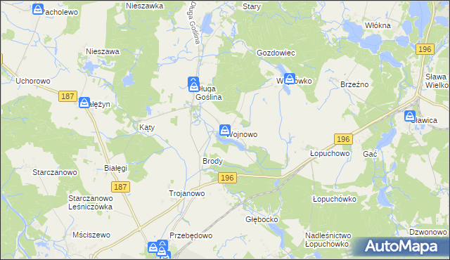 mapa Wojnowo gmina Murowana Goślina, Wojnowo gmina Murowana Goślina na mapie Targeo