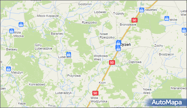 mapa Wojtkowa Wieś, Wojtkowa Wieś na mapie Targeo