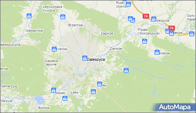 mapa Wójtostwo gmina Daleszyce, Wójtostwo gmina Daleszyce na mapie Targeo