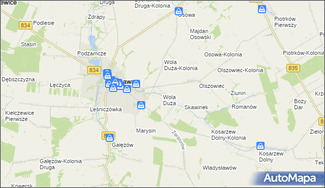 mapa Wola Duża gmina Bychawa, Wola Duża gmina Bychawa na mapie Targeo