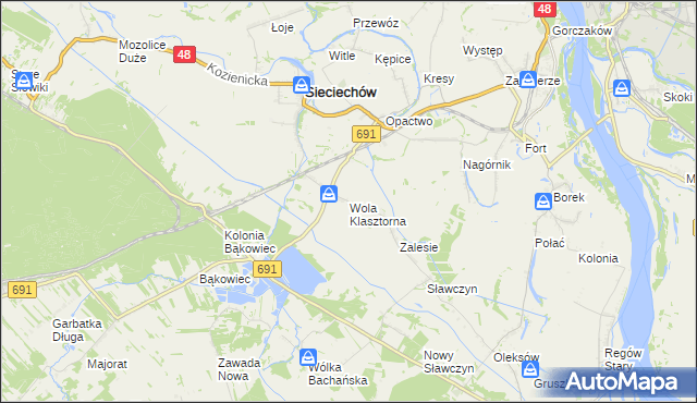 mapa Wola Klasztorna, Wola Klasztorna na mapie Targeo