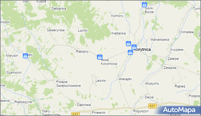 mapa Wola Korytnicka, Wola Korytnicka na mapie Targeo