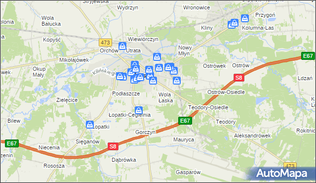 mapa Wola Łaska, Wola Łaska na mapie Targeo