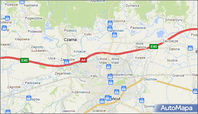 mapa Wola Mała gmina Czarna, Wola Mała gmina Czarna na mapie Targeo