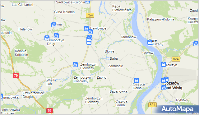 mapa Wola Pawłowska gmina Solec nad Wisłą, Wola Pawłowska gmina Solec nad Wisłą na mapie Targeo