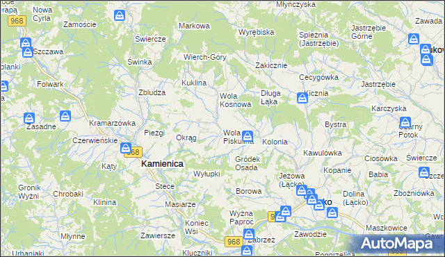 mapa Wola Piskulina, Wola Piskulina na mapie Targeo