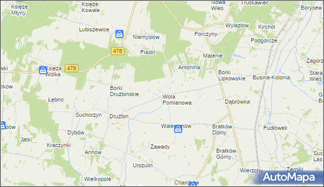 mapa Wola Pomianowa, Wola Pomianowa na mapie Targeo