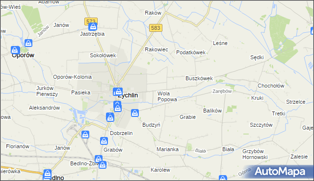 mapa Wola Popowa, Wola Popowa na mapie Targeo