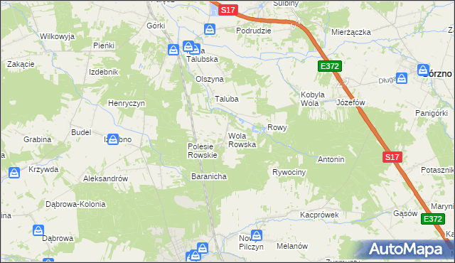 mapa Wola Rowska, Wola Rowska na mapie Targeo