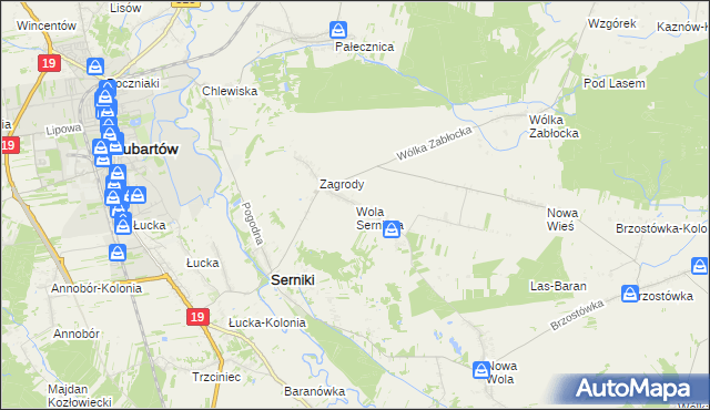 mapa Wola Sernicka, Wola Sernicka na mapie Targeo