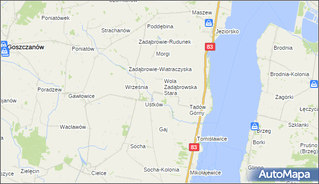 mapa Wola Zadąbrowska, Wola Zadąbrowska na mapie Targeo