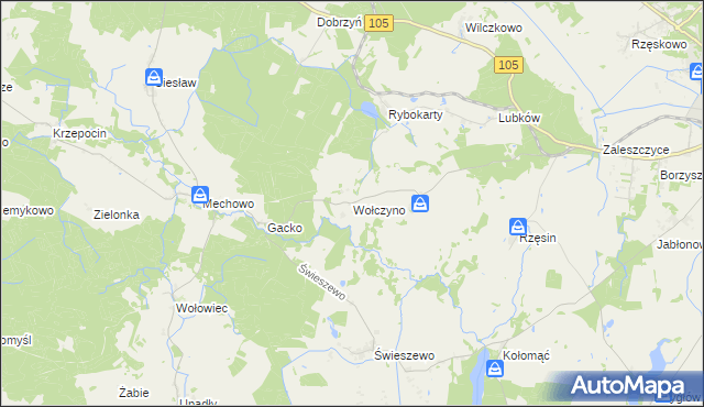 mapa Wołczyno, Wołczyno na mapie Targeo
